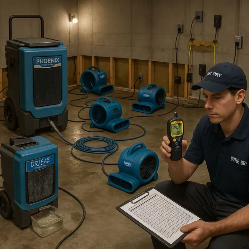Structural Drying and Dehumidification process in Peebles, OH